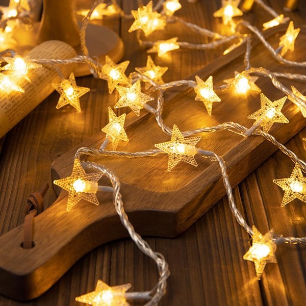 Stjärnformade Ljuskedjor, 6M 40 LED Belysning String lights with stars