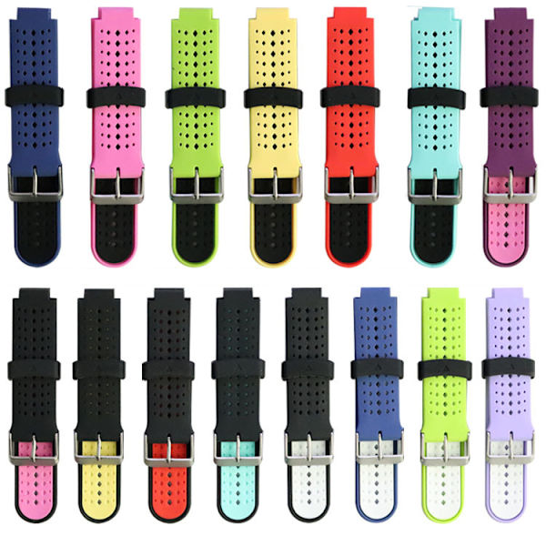 To-farvet silikonearmbånd til Garmin Forerunner 220 230 235 630 620 735 Lime & Black