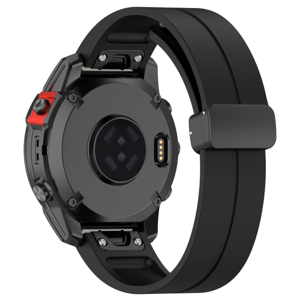 Egnet for Garmin Fenix7x klokkebånd Fenix7 6 5 hurtigutløsing magnetisk foldespenne stropp 20mm Space grey-silver buckle