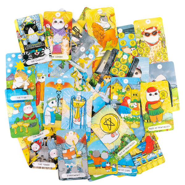Den Chubby Cat Tarot Cards Prophecy Divination Deck Familie Del A En Størrelse A One size