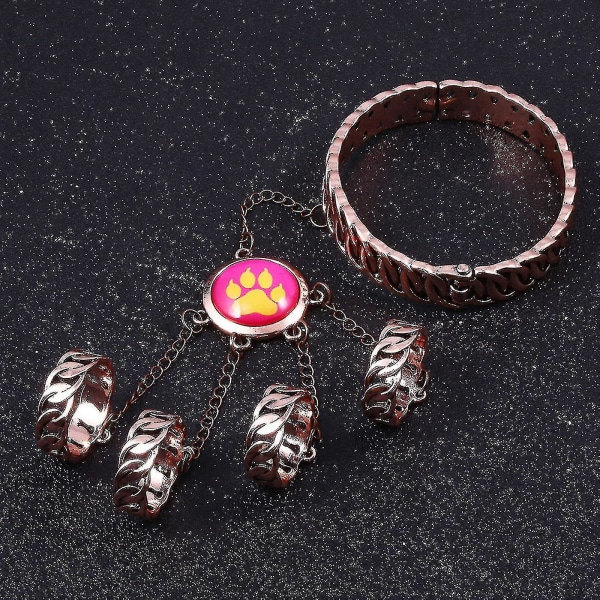 Animaatio Ladybug Reddy Girl Ring Armband Set Cat Claw ja Dog Claw Element Ring Öppning Stängning Armband Present för barn-