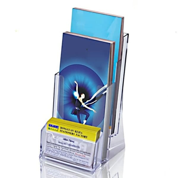 Gitter Transparent Visitkort Holder Broschure Stativ Pamphlet Skrivebordsdisplay Stativ Null - A