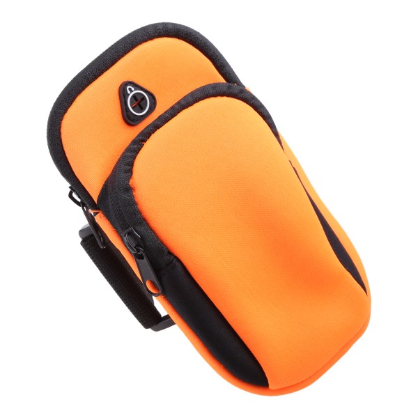 Løpararmsväskor til telefon Pengarnycklar Utomhussport Armpakke med headsetholder Enkelt løbearmbånd Orange