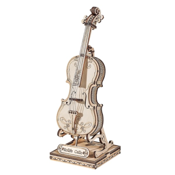 4 sortere gør-det-selv 3D-musikinstrumenter Træpuslespil Montering Saxofon Trommesæt Harmonika Cello Legetøj Gave til børn