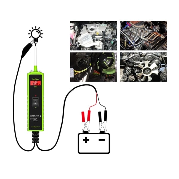 Biltest DC6/12/24V Digital kredsløbstester, Heavy Duty Lystester Spændingstester Elektrisk testpen