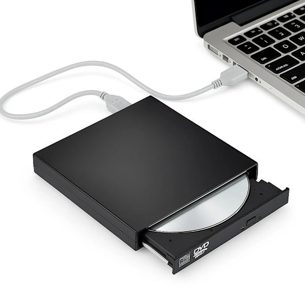Ekstern DVD/CD-brænder USB 2.0 Slim til computer Sort Svart