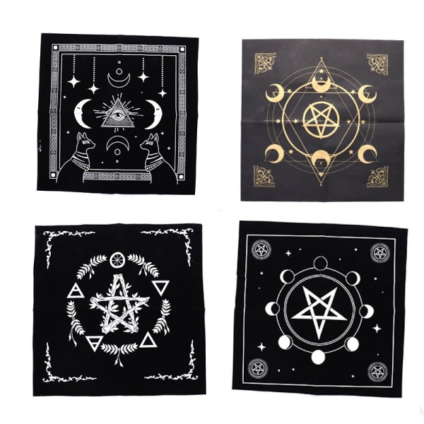 Tarotin pöytäliina Triple Moon Pentagrams Pagan Altar Cloth Flan Style 3 C Style 3 C
