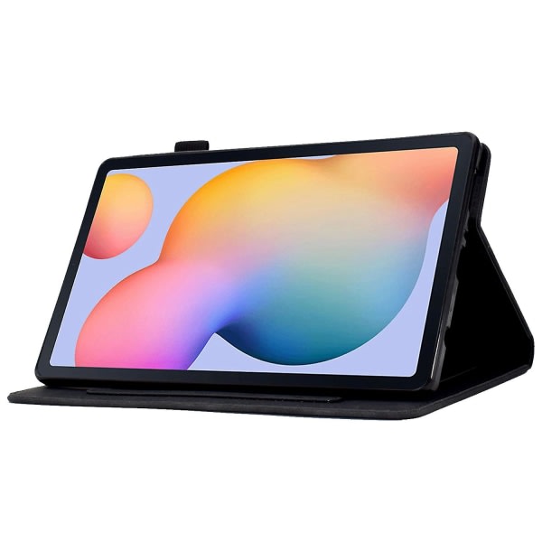 For Samsung Galaxy Tab S6 Lite P610 / Tab S6 Lite (2022) Ensfargede stativ-etui med trykte mønstre Anti-ripeskall Svart
