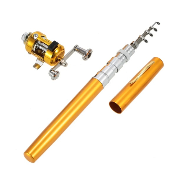Angelspöset & Rulle Combo Kit Mini Teleskopiskt Bärbart Fickspö + Rulle Aluminiumlegering Fisketillbehör