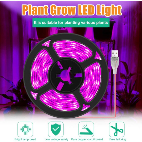 LED Plant Light Strips - Vattentät Full Spectrum Grow Light for