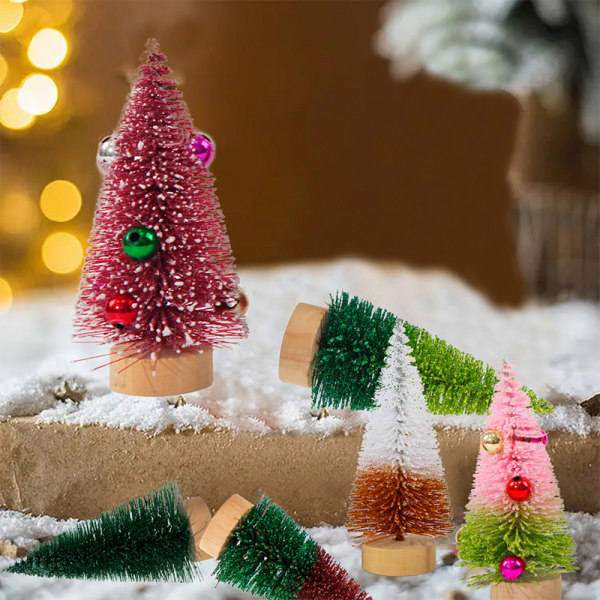 4st Färgglad konstgjord mini julgran 10CM hög Mini Chr Mörkgrön