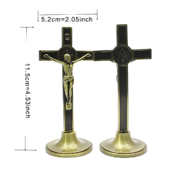 Kors Krucifix Kristus Katolsk Jesus Religiøs Kirke Dekorasjon Stativ Vegg Antikk Bronse