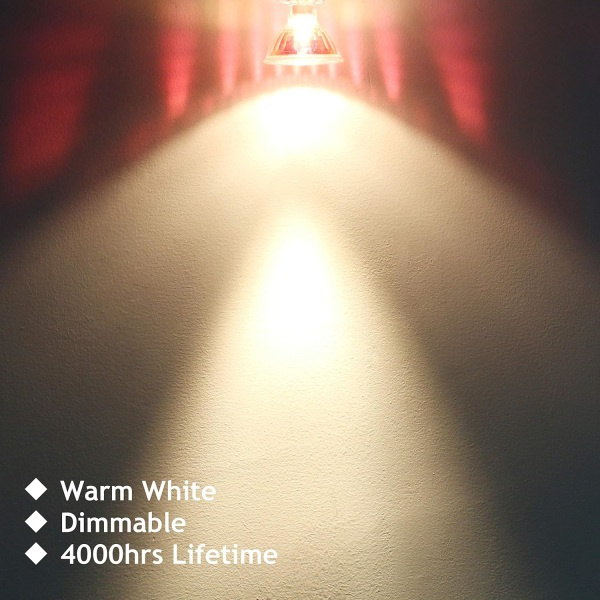 MR16 halogenlamper 20W 12V GU5.3 spotlights, 36° strålevinkel, dimbare varmhvite halogenlamper 2 pinner, 4000 timers levetid, Dichroic 6-pakning