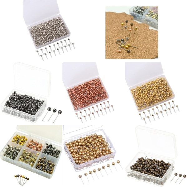 480/500 stk. Kuleformede Trykknapper Metalliske Knapper Kartnåler for Korktavle Metalliske Syknapper for Stoffsying Bronse