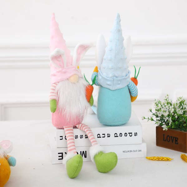 Påskhare Gnome Handgjorda kanin plyschleksaker för dockornamenter Barn Påsk Dec Yellow
