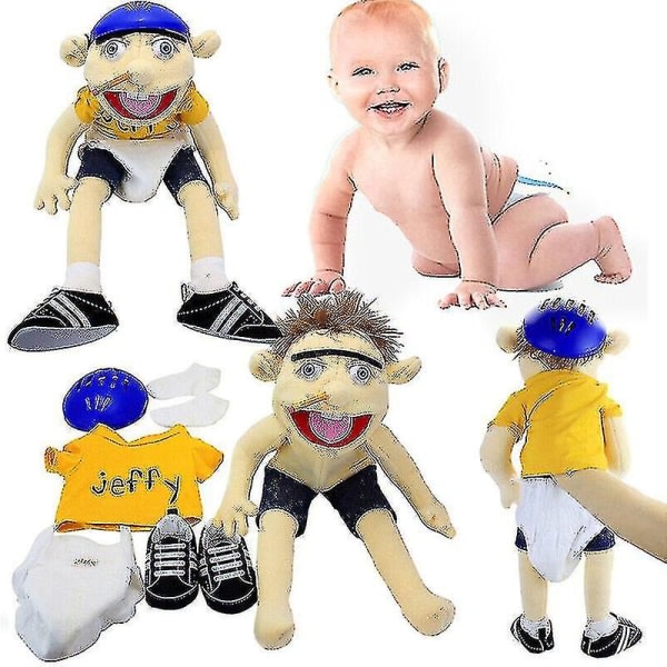 58 cm Jeffy Plyschleksak Jeffy Hatt Handdocka Spel Uppstoppad Docka Barnpresenter A