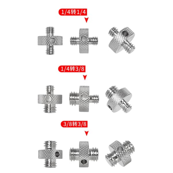 1/4\" til 1/4\" 1/4\" til 3/8\" 3/8\" til 3/8\" han gevindadapter til kamera null - A