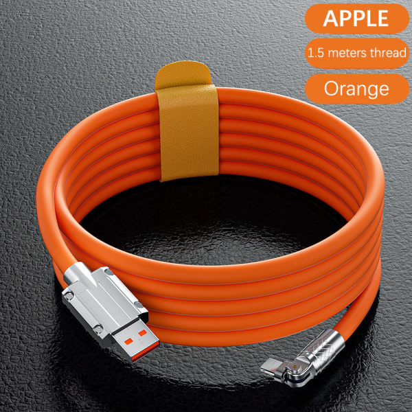 120W 6A 180 väghyvlar rotation Supersnabb laddning Data Type-C-kabel Orange Lightning[1,5m]