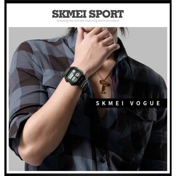 SKMEI Sports Rustfrit Stål Ur 5ATM Vandafvisende Digital Baggrundsbelysning Ur Relogio Musculino Chronograph