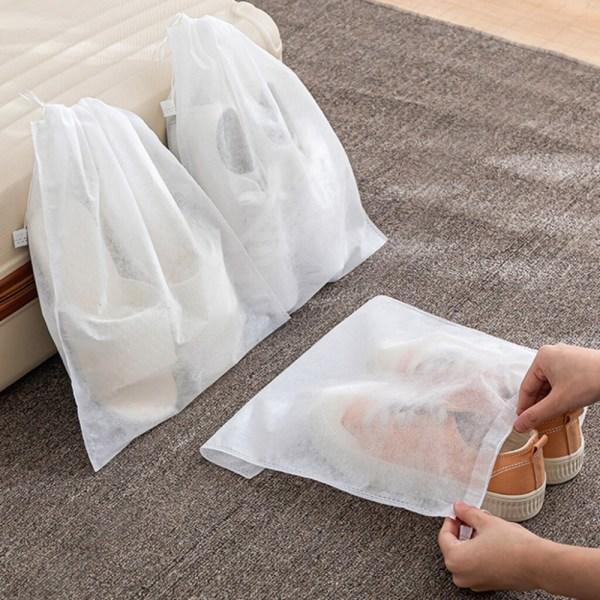 10 stk. Sko Opbevaringspose Garderobe Organizer Non-woven Rejse Porta Hvid 10stk 32*48cm White 10pcs 32*48cm