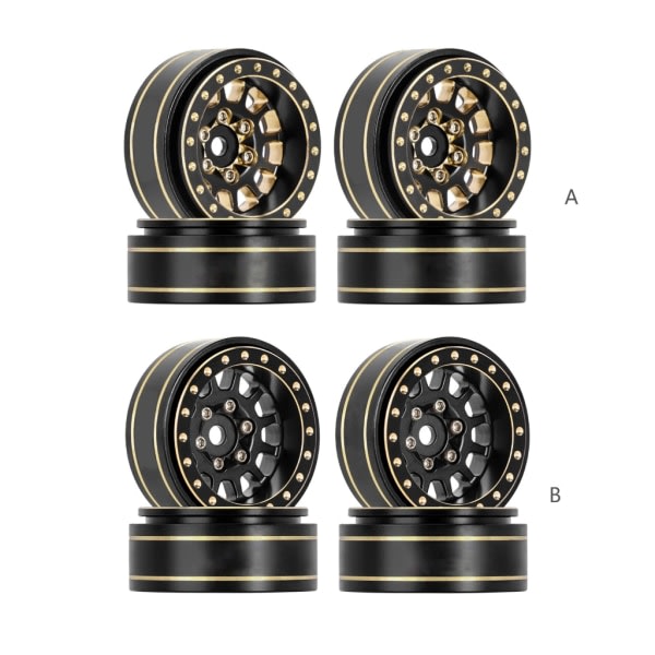 4kpl Messinki Beadlock vanteet 12-puolainen pyörät 1/18 TRX4M 1/24 SCX24 Deadbolt-RC Crawler Beadlock Wheel Päivitys lisävarusteet null - A