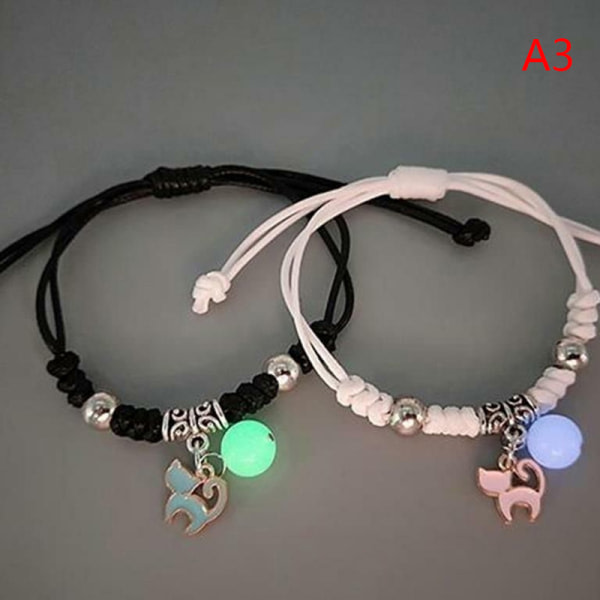 1 Par Lysende Stjerne Måne Katt Armbånd Par Charm Håndlaget Adj A3 En Størrelse A3 One size