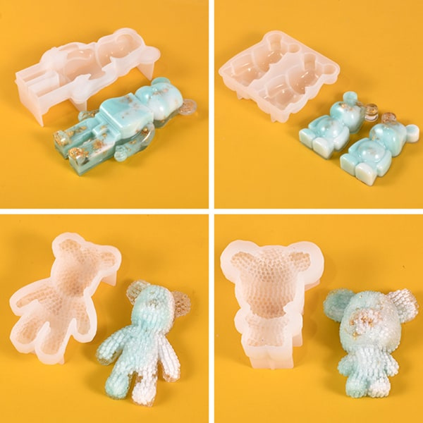 DIY Krystal Epoxi Silikonform Bjørn Nøglering Smykke Vedhæng A5