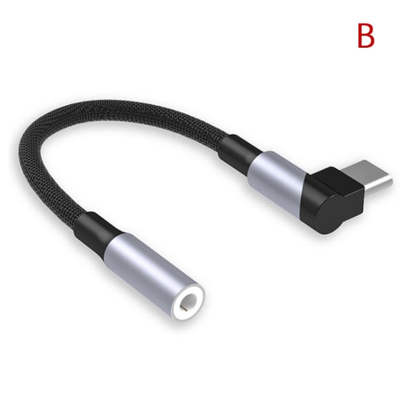 Armbåge USB Typ C till 3,5 mm Aux Adapter Jack o Kabel Hörlurshytt B
