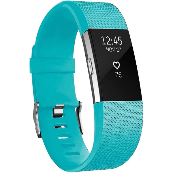 Fitbit Charge 2, Classic & Special Edition -yhteensopivat vaihtohihnat, säädettävät urheilurannekkeet, syaani Cyan Small