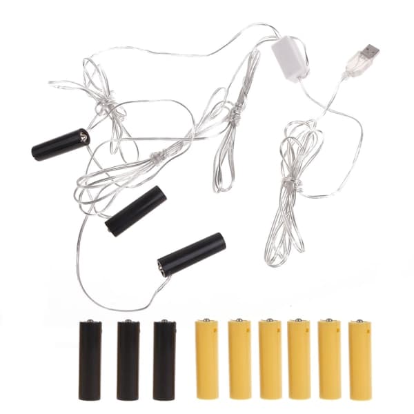 USB-strømforsyning AA-batteri eliminatorer Erstat AA-batterier LED-lys null - 5