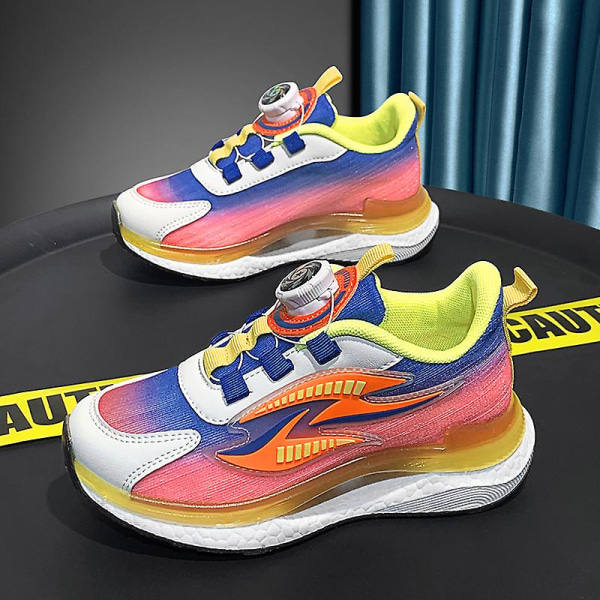 Unisex Barn Rotations Spänne Basketboll Sko Mode Basket Skor Andas Sneakers 3E988 Röd 35