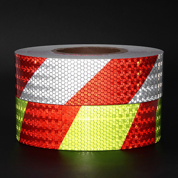 Reflexband med reflekterande bikakelogga, 300*5 cm röd och vit