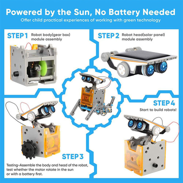 13 i 1 pedagogiska leksaker Solar Robot Toys Science Kit Solar Pow Grey