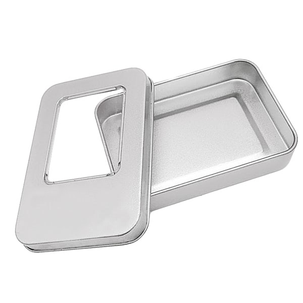 Rektangulär förvaringslåda Liten förvaringslåda Silverfärgad Smyckennycklar Mynt Behållare Spelkort Box Godisförvaring Burk A