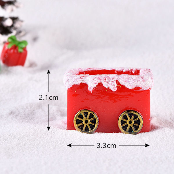 Julfigur, söt tomte snögubbe tågdesign DIY fe landskap dekoration mini modell leksak car