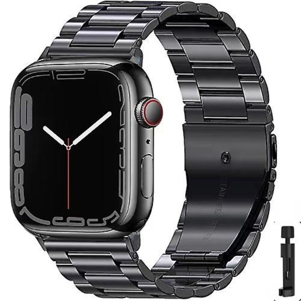 Metallrem til Apple Watch Ultra 49 mm 8 7 45 mm 41 mm Smart Watch Armbånd i rustfrit stål til Iwatch 6 5 4 3 Se 44 ​​mm 42 mm 40 mm Sort og værktøj Black and tool For iwatch 7 41mm