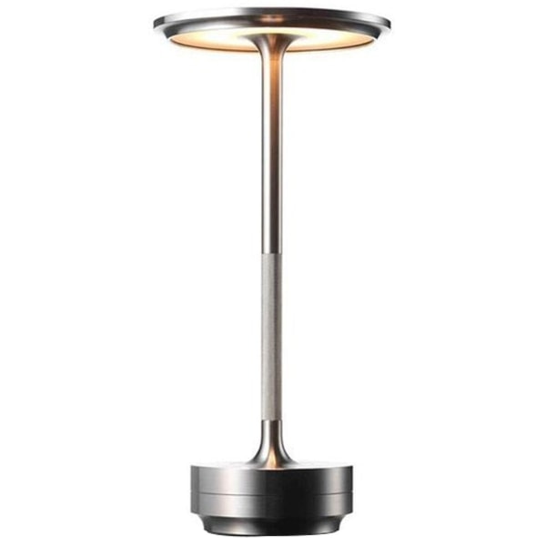 Trådlös touch bordslampa - Uppladdningsbar, dimbar metall stämningsnattlampa sängbord silver Silver
