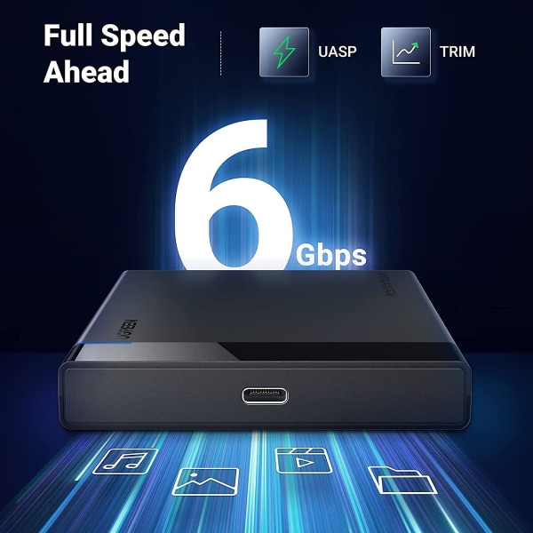 2,5\" hårddiskhölje USB C 3.1 Gen 2 till Sata Iii 6gbps för Ssd Hdd 9,5 7mm externt case med Uasp-kompatibelt med Wd Seagate Tos