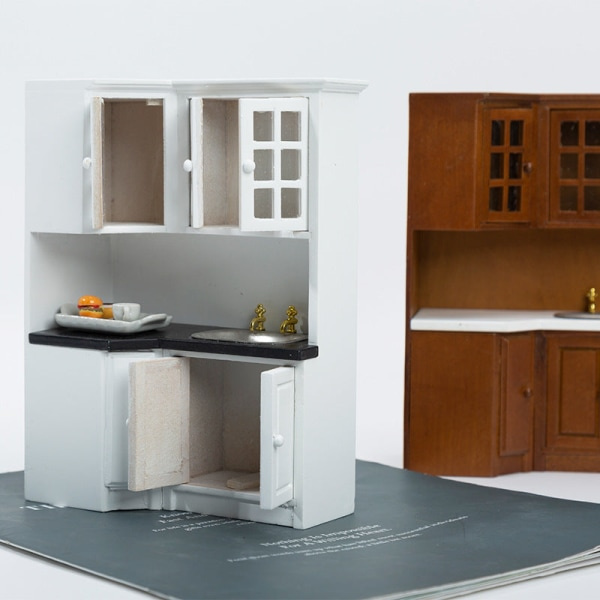 Mikrominiatyr Møbler Tiny Småskalig Leksagsdukkehus DIY Decora Mini 1:12 Køkkenvask Hvid