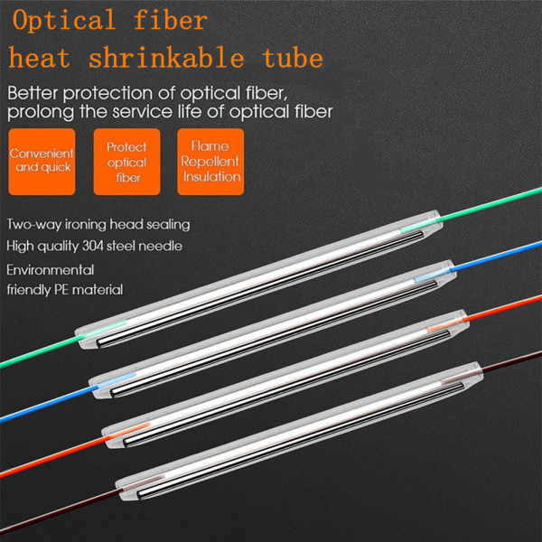 100 stk fiber splice ærmer (45mm 60mm) til Fusion fiberoptisk kabel Varmekrympeslange 304 rustfrit stål til beskyttelse 60mm