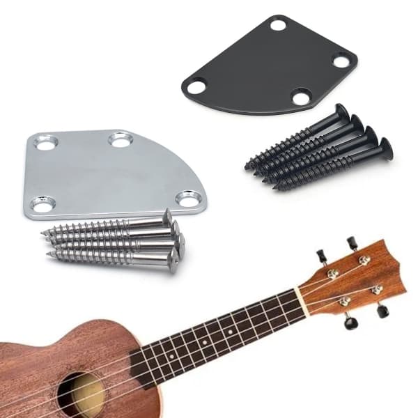 Elektrisk Gitarr Hals Platta, Gitarr Hals Platta Halvrund Hals Kopplingsplatta med 4-Skruv Bakmonteringsplatta Gitarr Basdelar Silver