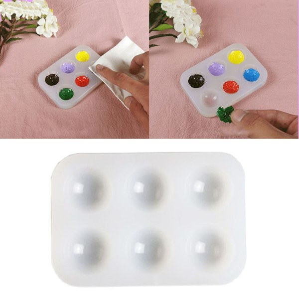 Färgpalett Form Konstnär Färgpalett Form 6-Gird Rund Form DIY-färgbricka Mould för barn