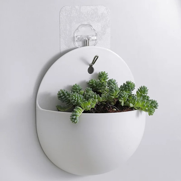 Hydroponisk väggmonterad blomkruka vas lat plast väggmonterad grön blomkruka #2660 cone white