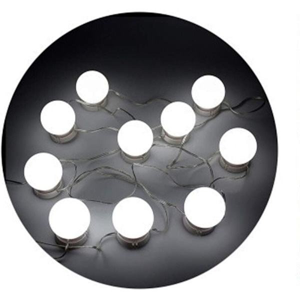 Sminkbordslampa, 10 Hollywood-stil LED Sminkspegellampor för Sminkbord med Dimmer och USB-kontakt, Vit