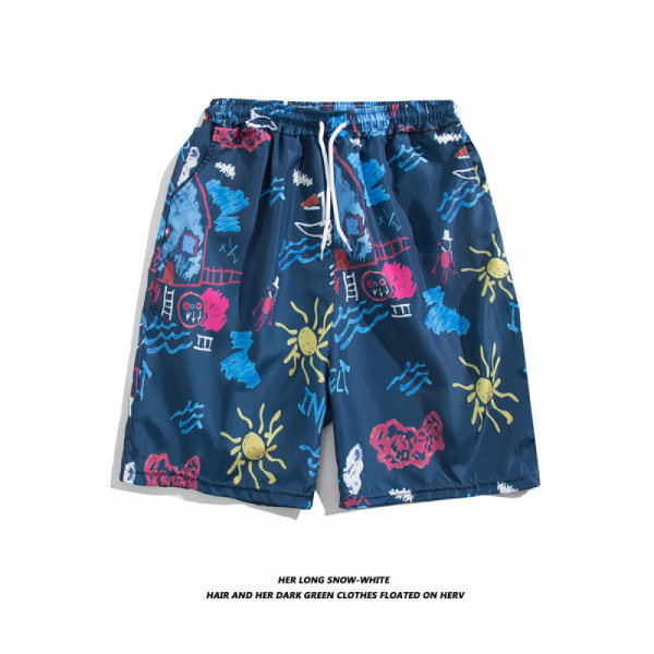Farverigt print strandshorts til mænd Hot sommer badebukser Sportsmesh Løbebadetøj -DK7026 zdq