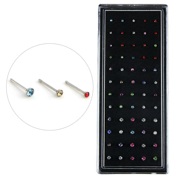 60 STK/ Set Rhinestone Näsa Ring Ben Stud Rostfritt Stål Kropp P Multicolor Multicolor