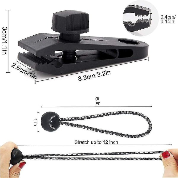Datian Presenningklämmor, Tunga Låsgrepp, 10-pack Presenningklämmor, Tältfästen, Poolöverdrag Bungee-snöre, Bilöverdrag