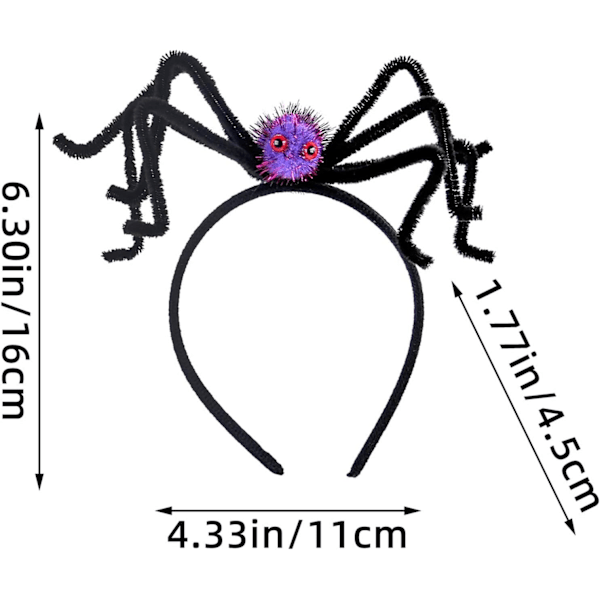 Halloween-hämähäkinpääpanta - Pelottava hämähäkin päähine | Luova tekohiuspanta naamiaisiin ja Halloween-tapahtumiin Lila