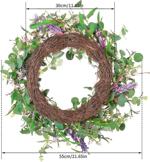 22-tums Eukalyptusblomkrans, Vår Sommar Hemdörrsdekoration