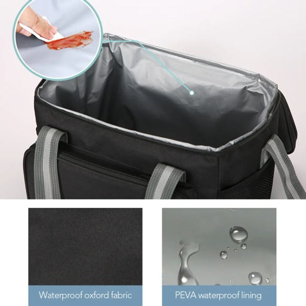 15L eristetty kylmälaukku retkeilyyn, piknikille, BBQ-juhliin - harmaa grey